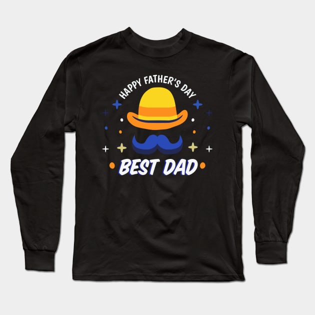 Happy Fathers Day Moustaches Long Sleeve T-Shirt by Saymen Design